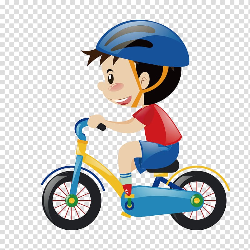 boy riding a bicycle , Bicycle Cartoon Cycling , Cute cartoon children ride bike transparent background PNG clipart