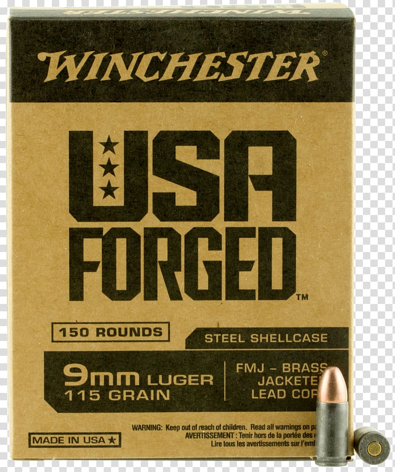 9×19mm Parabellum Full metal jacket bullet Winchester Repeating Arms Company Ammunition Luger pistol, Full Metal Jacket transparent background PNG clipart