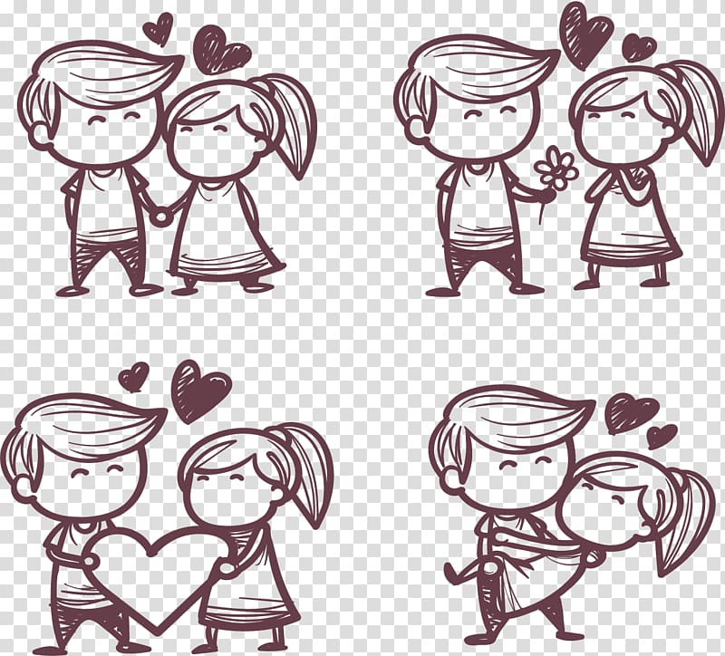 man and woman illustration, Significant other Drawing Romance Falling in love, Hand drawn sketch Romantic Couple HD clips transparent background PNG clipart