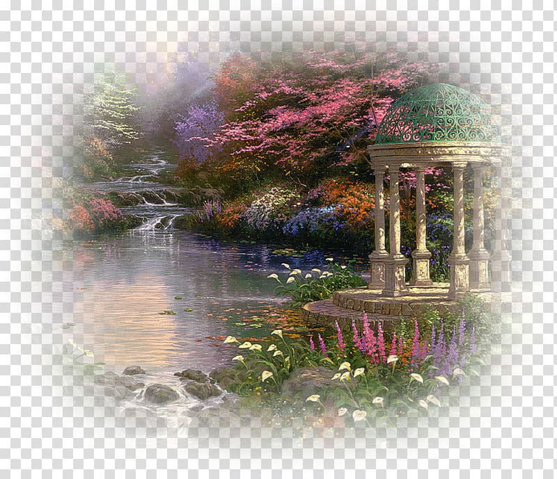 The Garden of Prayer Thomas Kinkade Painter of Light Painting The Light of Peace, painting transparent background PNG clipart