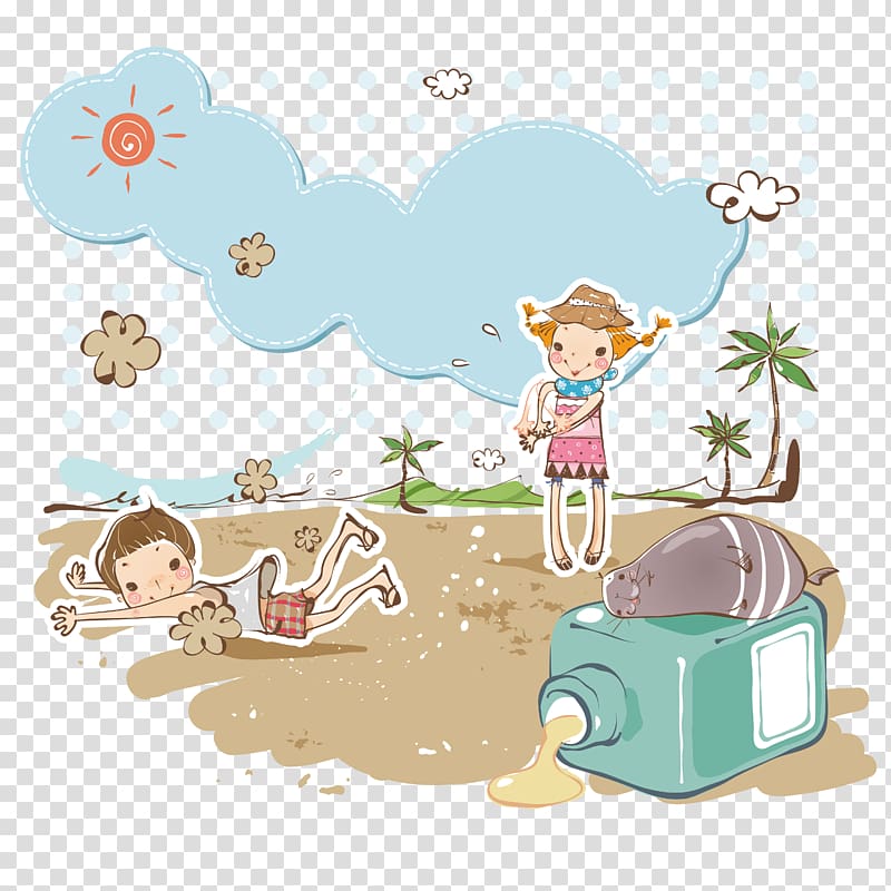 Cartoon Illustration, Cartoon island tour transparent background PNG clipart