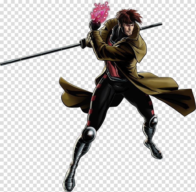 Marvel Gambit illustration against blue background, Marvel: Avengers Alliance Gambit Rogue Wanda Maximoff X-Men, Gambit Free transparent background PNG clipart