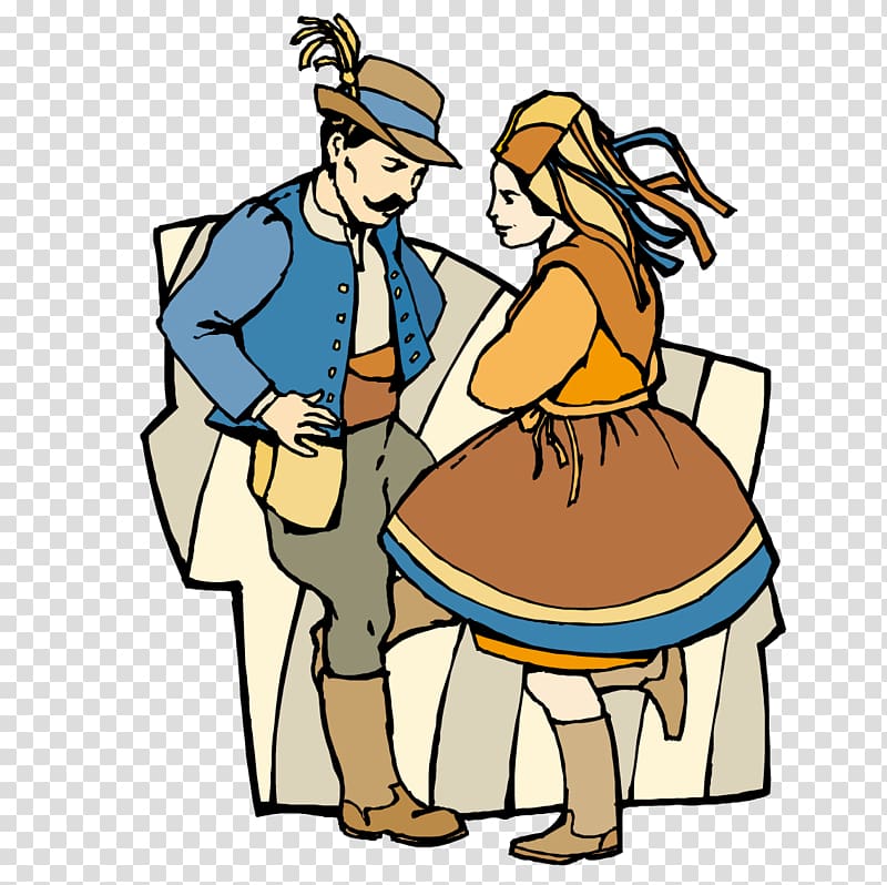 Switzerland Animation , Foreign men and women dance together transparent background PNG clipart