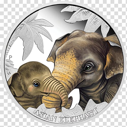 Commemorative coin Perth Mint Tuvalu Indian elephant, Coin transparent background PNG clipart