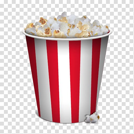 white and red striped popcorn bucket, Popcorn Time Drink , Popcorn transparent background PNG clipart