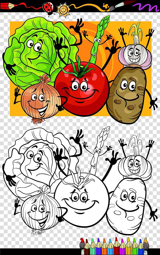 Cartoon Vegetable Illustration, Great vegetables Summary transparent background PNG clipart