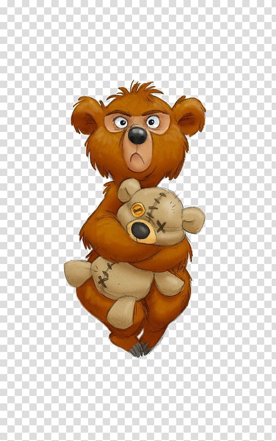 Brown bear Teddy bear Drawing Illustration, Hand-painted Bear transparent background PNG clipart