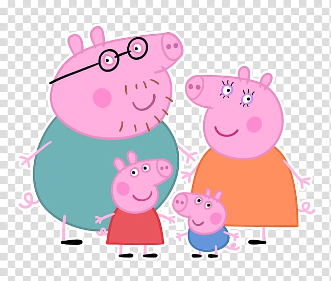 Peppa Pig family illustration, Daddy Pig Mummy Pig Entertainment One Television show, PEPPA PIG transparent background PNG clipart