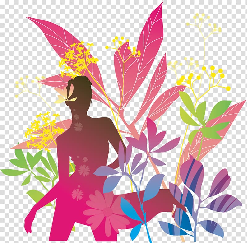 Floral design Illustration, flower woman transparent background PNG clipart