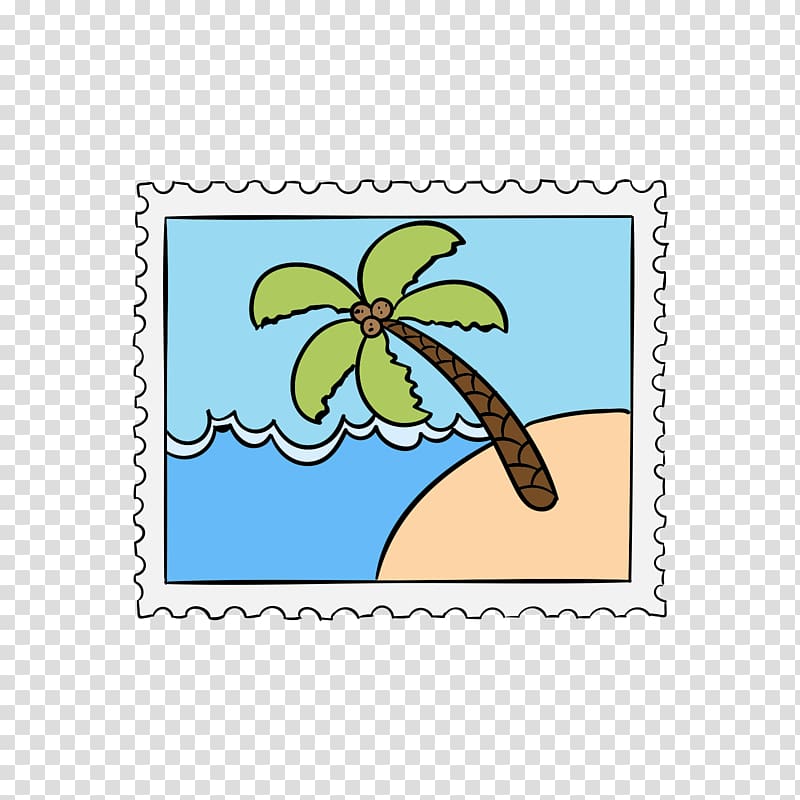 Beach Euclidean Coconut, Beach coconut tree stamps transparent background PNG clipart