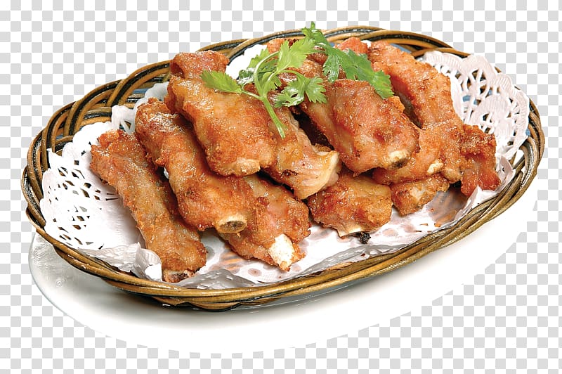 Fried chicken Chinese cuisine Sichuan cuisine Spare ribs, Gold garlic bone transparent background PNG clipart