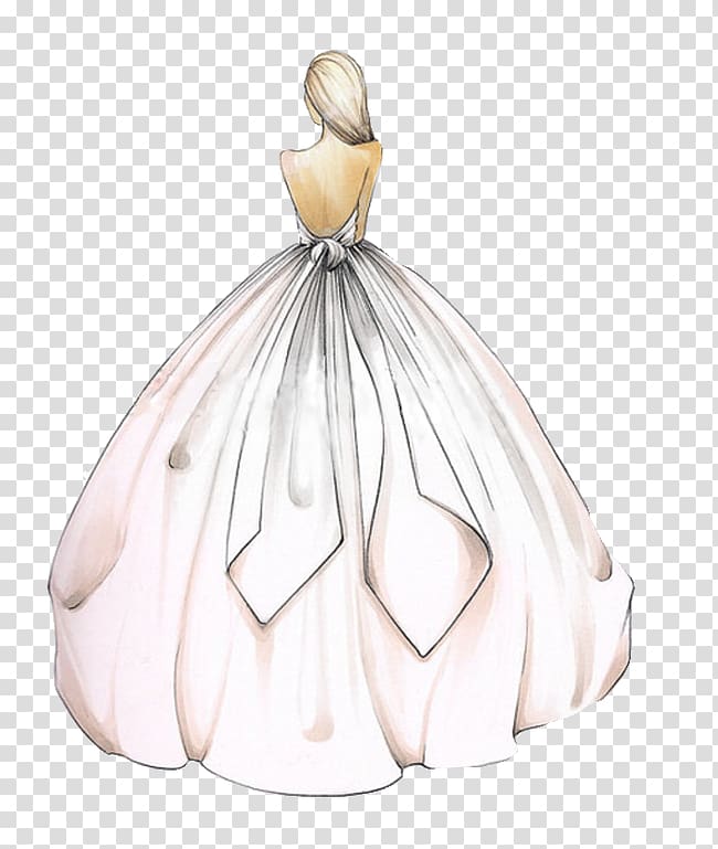 woman wearing white ballgown illustration, Drawing Dress Fashion illustration Sketch, bride transparent background PNG clipart