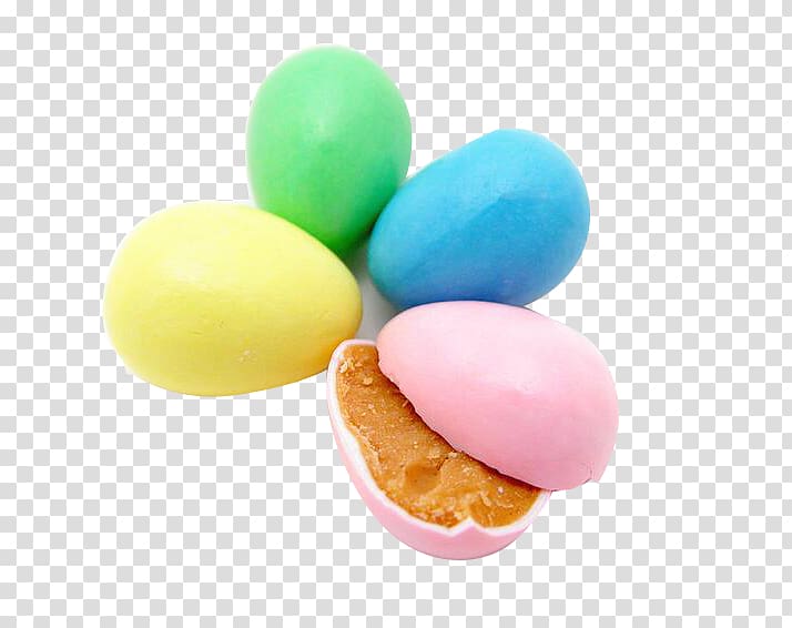 Egg Candy Cake Easter Peanut butter, Four color eggs transparent background PNG clipart