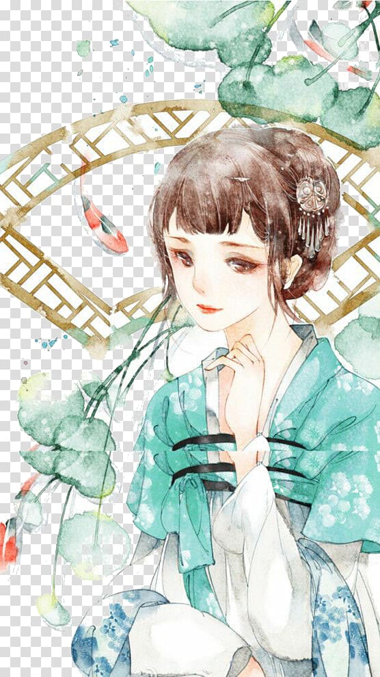Watercolor painting Manga Moe Illustration, Cartoon girl transparent background PNG clipart