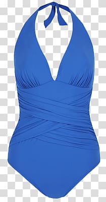 women's blue halter swimsuit, Blue Swimming Suit transparent background PNG clipart