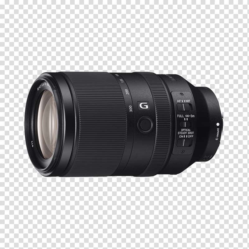 Sony FE Tele 70-300mm F/4.5-5.6 G OSS Camera lens Sony FE 70-300mm F4.5-5.6 G OSS Sony Corporation Sony E-mount, camera lens transparent background PNG clipart