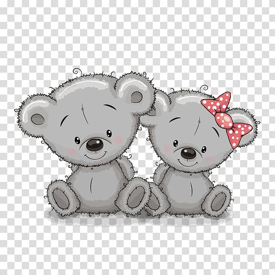 two white bear illustration, Bear cartoon couple transparent background PNG clipart