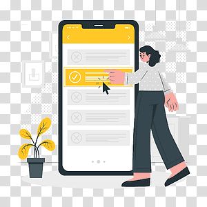 illustration, Select, options, phone, device, technology, web, app, people transparent background PNG clipart thumbnail