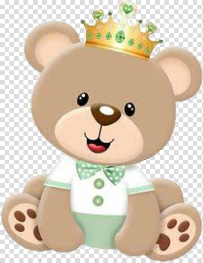brown bear illustration, Teddy bear Prince Baby shower Crown, bear transparent background PNG clipart