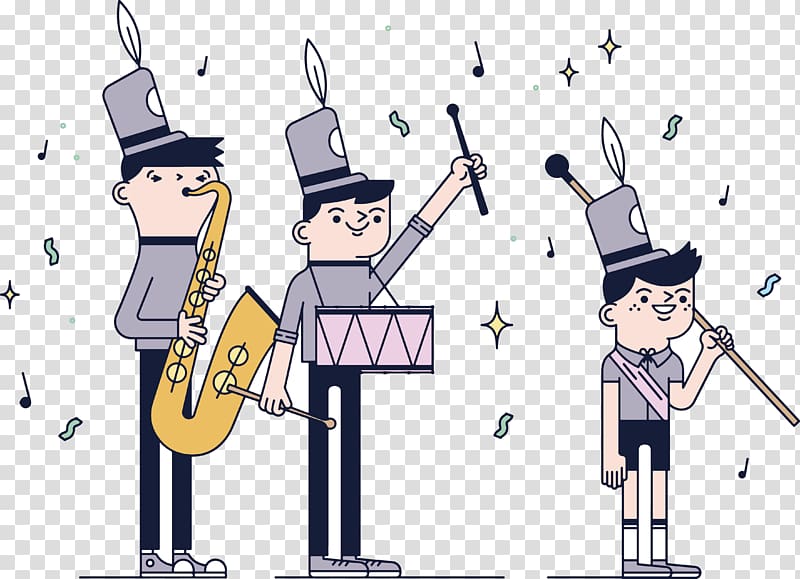 Cartoon Illustration, Band performance transparent background PNG clipart