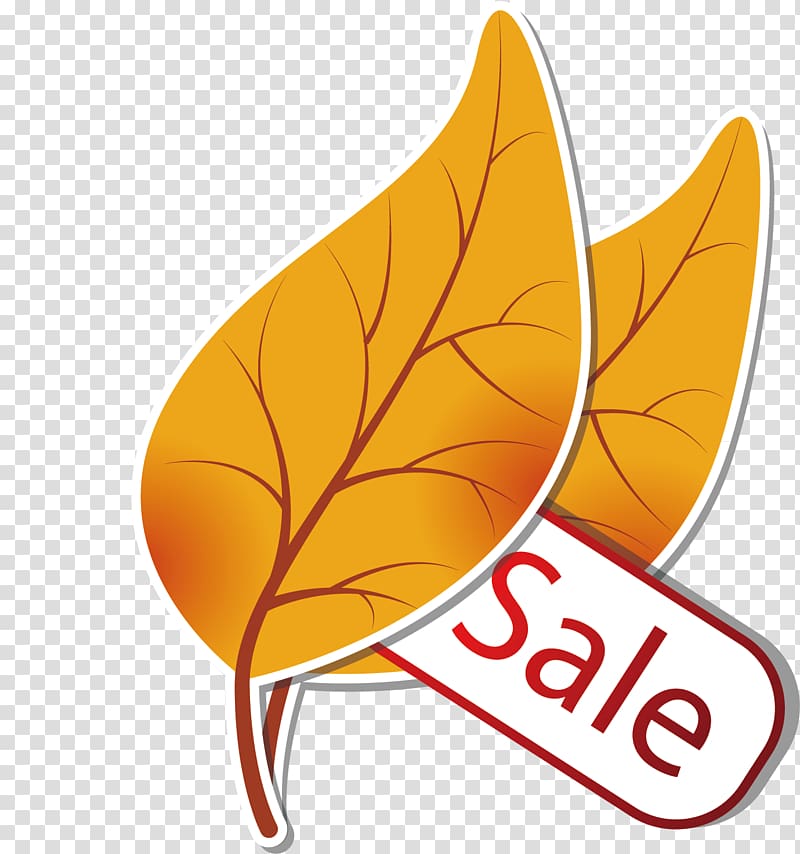 Leaf Autumn , Yellow leaves sales tag elements transparent background PNG clipart