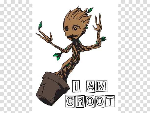 Baby Groot Rocket Raccoon T-shirt Black Bolt, I am groot transparent background PNG clipart