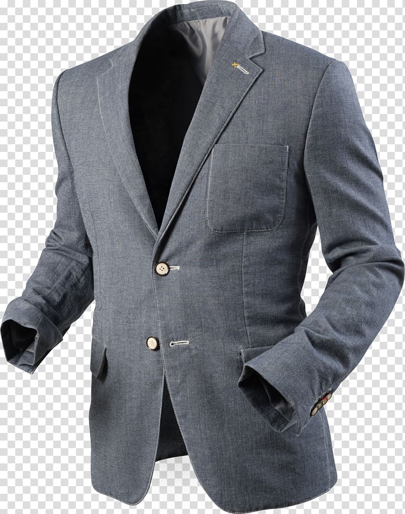 Blazer Grey, low collar transparent background PNG clipart