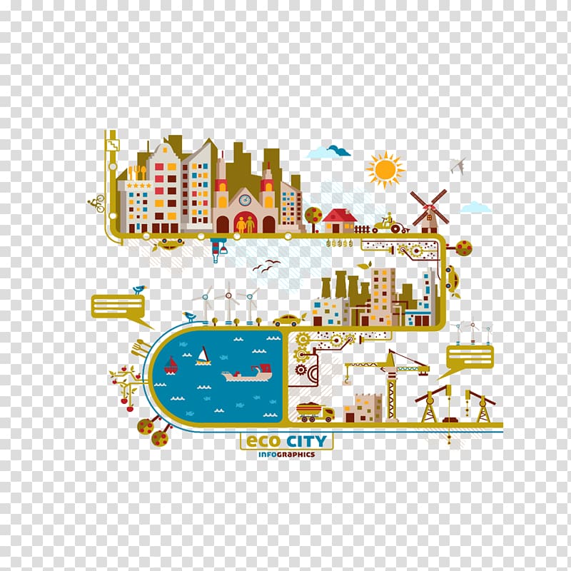 Infographic City Illustration, Dream City transparent background PNG clipart