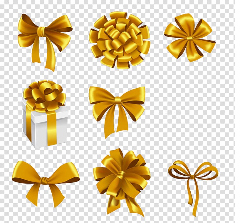 Gift Ribbon Illustration, Lovely golden box collection transparent background PNG clipart