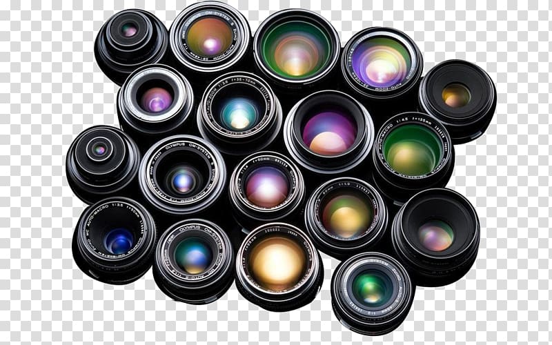 Camera lens Lenses for SLR and DSLR cameras Digital SLR, Variety of camera lens material transparent background PNG clipart