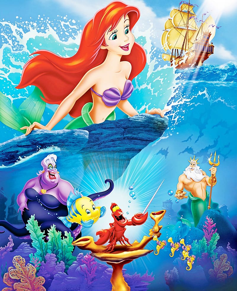 Little Mermaid-themed , Ariel Ursula Sebastian Poster Disney Princess, Mermaid transparent background PNG clipart
