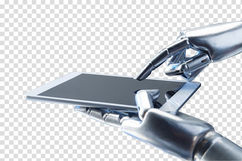 iPad Computer Hand, Robot hands and tablet transparent background PNG clipart