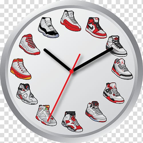 Air Jordan Sports shoes Clock Sneaker collecting, clock transparent background PNG clipart