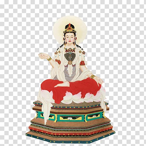 Goddess of Mercy Temple Guanyin Buddhism Buddhahood, Color painting Buddhist Goddess of Mercy transparent background PNG clipart