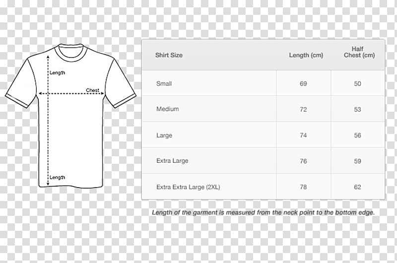 T-shirt Clothing Collar Sizing, size chart transparent background PNG clipart
