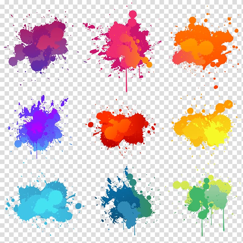 Paint illustration Illustration, Color pigment splash background, assorted-color paint splash transparent background PNG clipart