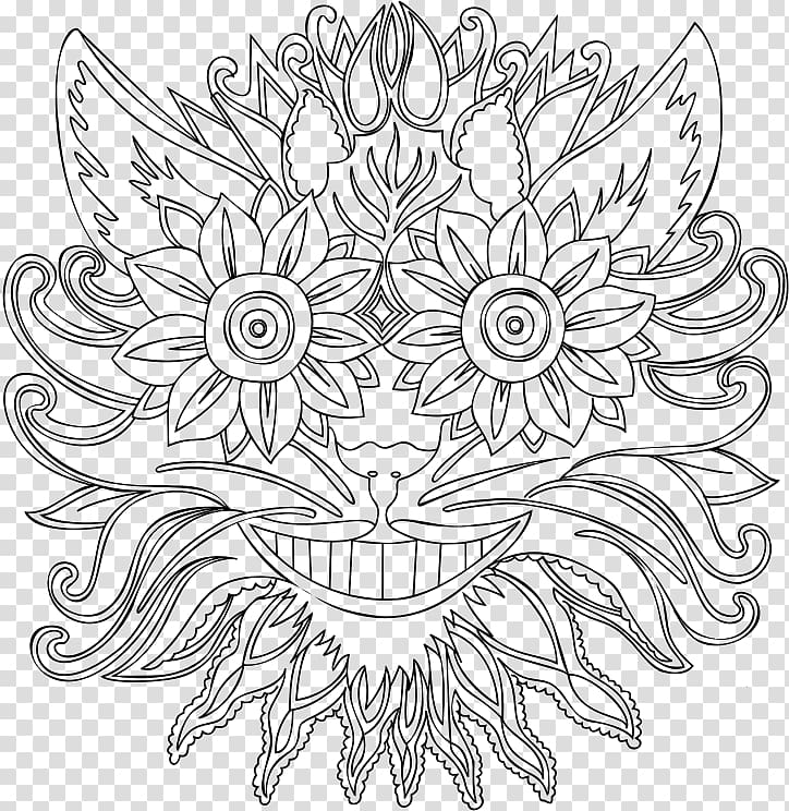 Cheshire Cat Line art Drawing , anthropomorphic transparent background PNG clipart