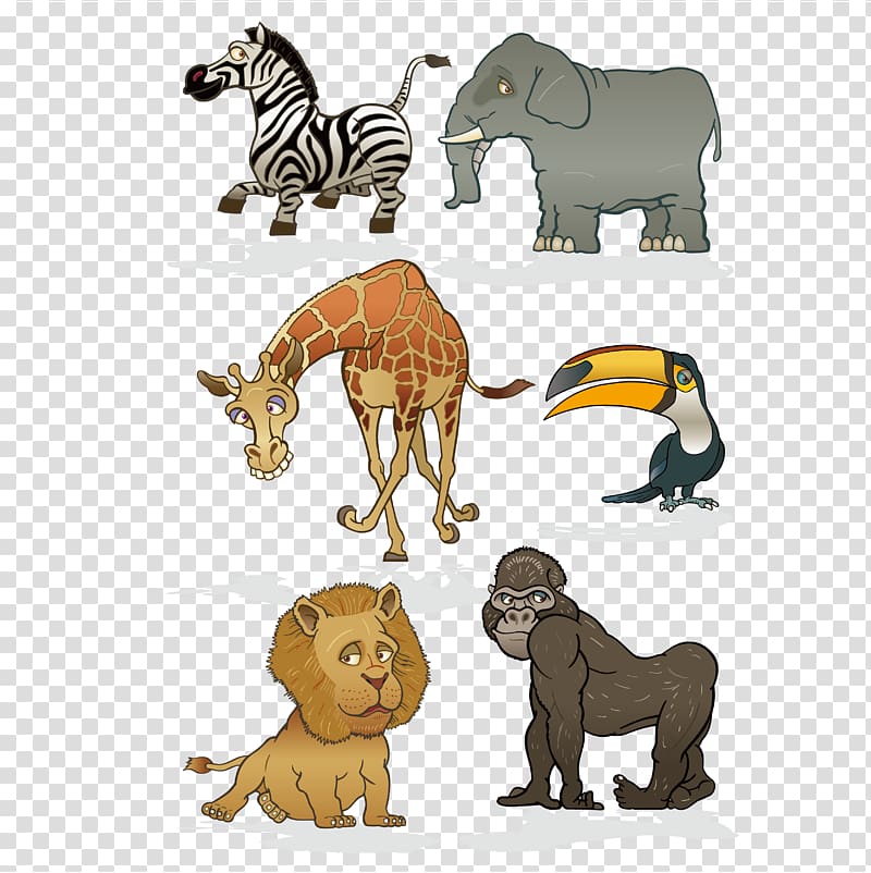 Giraffe Lion, Funny cute cartoon animals material transparent background PNG clipart