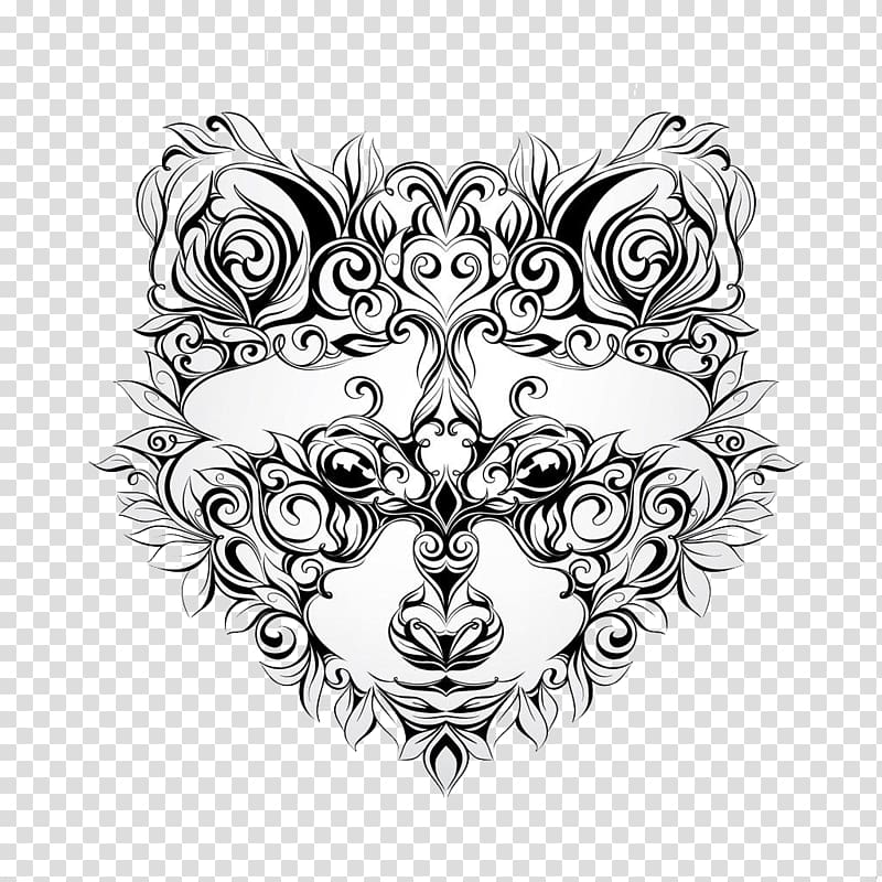 Raccoon Tattoo Drawing Flash Sketch, European style illustrations wolf head transparent background PNG clipart