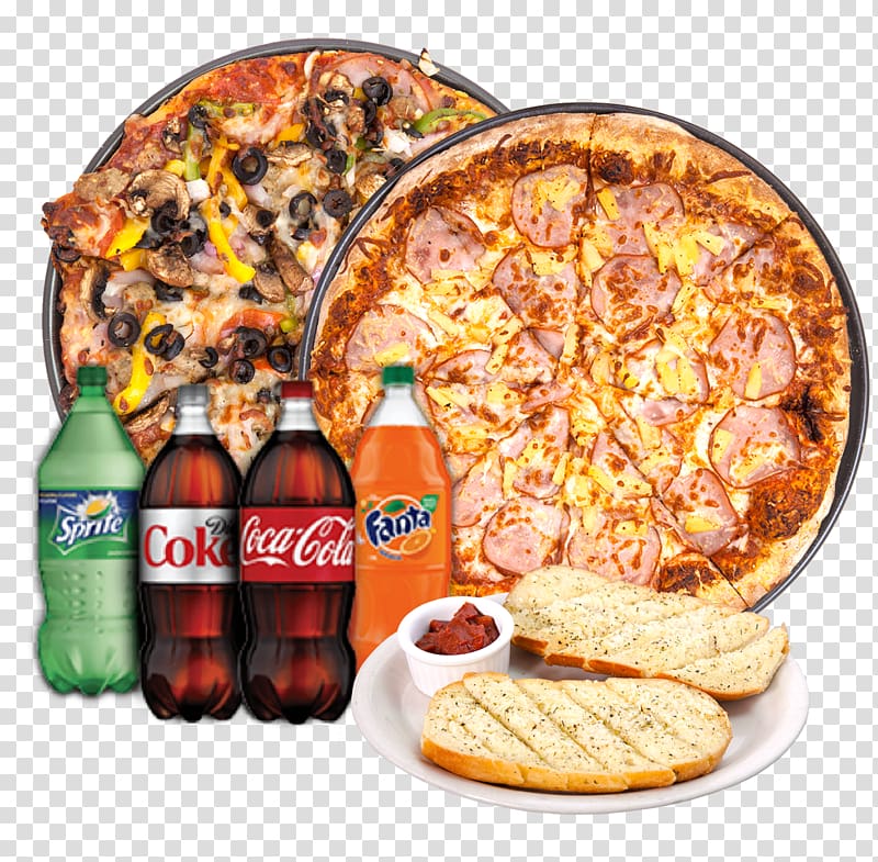 Puget Sound Pizza Fizzy Drinks Fast food Garlic bread, pizza transparent background PNG clipart