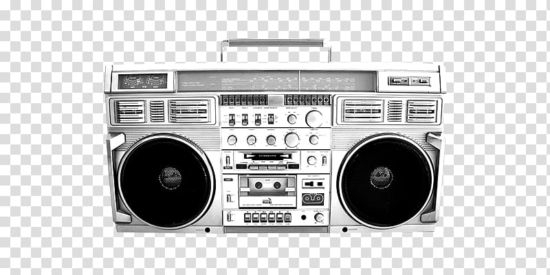 Boombox 1980s Compact Cassette Cassette deck Radio, Underground Electro transparent background PNG clipart