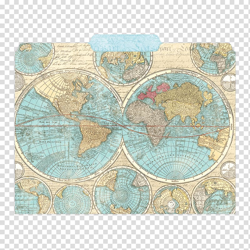 File Folders World map Atlas, fresh style decorative map transparent background PNG clipart