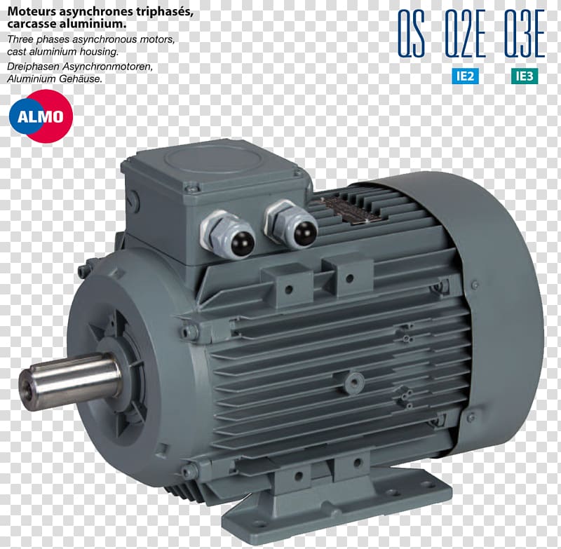 Electric motor Induction motor Three-phase electric power Engine Asynchrony, Moteur asynchrone transparent background PNG clipart