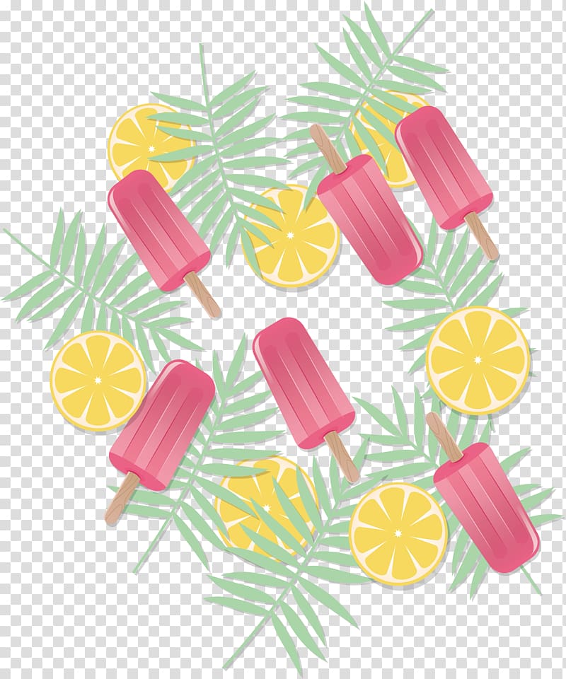 popsicle and citrus illustration, Sorbet Motif Tropics Pattern, pink popsicle lemon sheet pattern transparent background PNG clipart