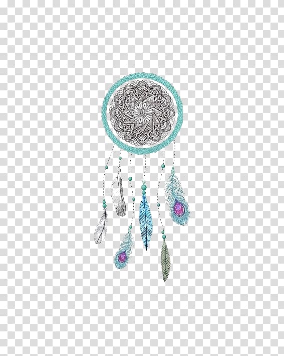 teal and gray dreamcatcher, Dreamcatcher Hippie Bohemianism Drawing, A dream catcher transparent background PNG clipart