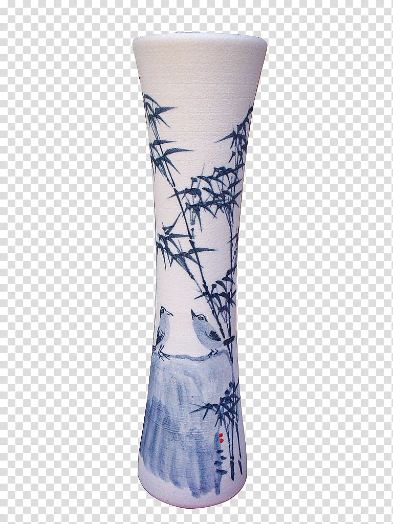 Vase Blue and white pottery , Bamboo vase transparent background PNG clipart