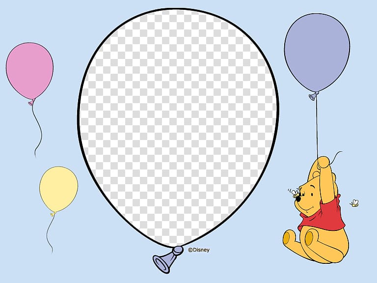 Disney Winnie the Pooh and balloons poster, Lesson, Winnie the Pooh Children Frame design template transparent background PNG clipart
