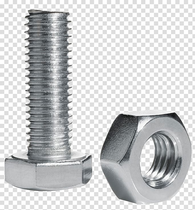 grey metal bolts and nuts, Screw Nut Threading Bolt Stainless steel, Metal screw nut transparent background PNG clipart