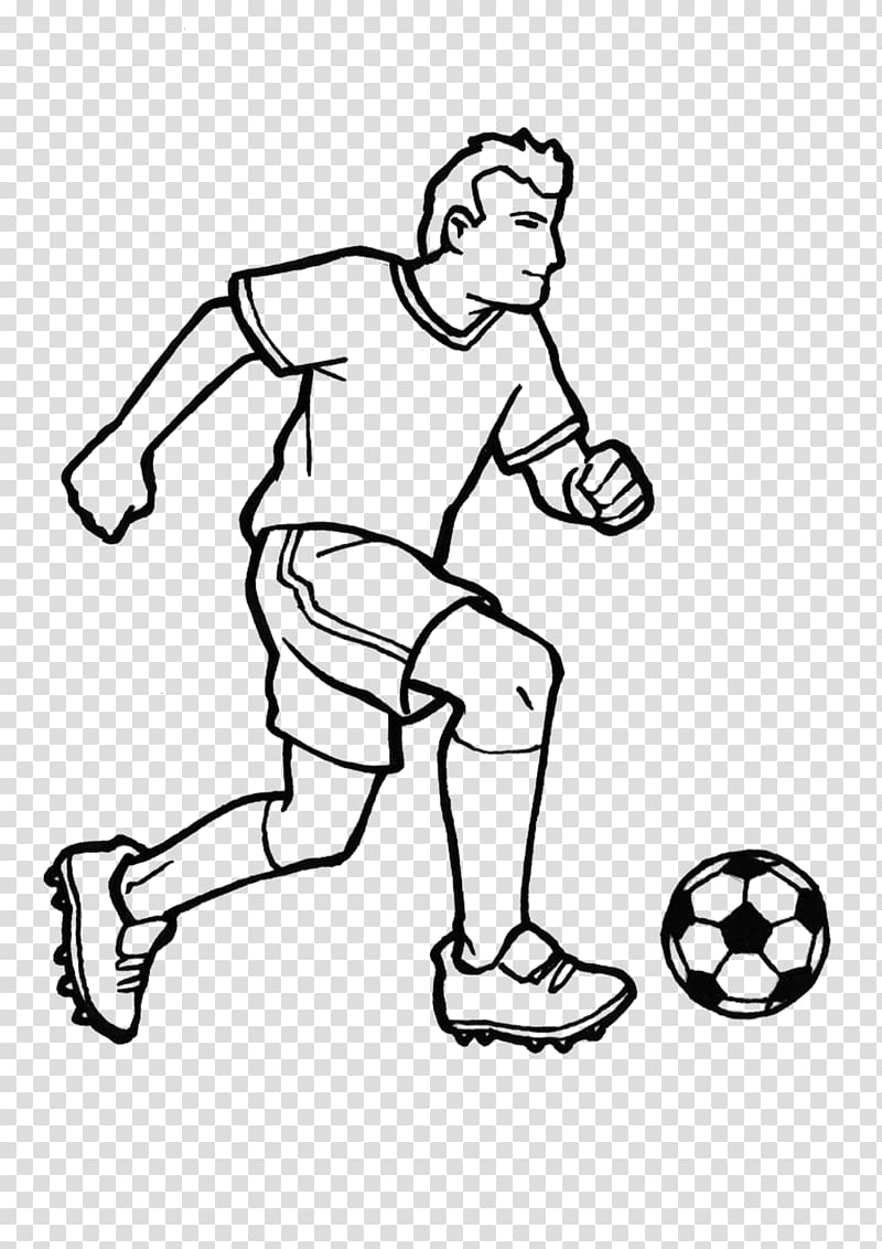 Football Coloring book Black and white Sport, footballer transparent background PNG clipart