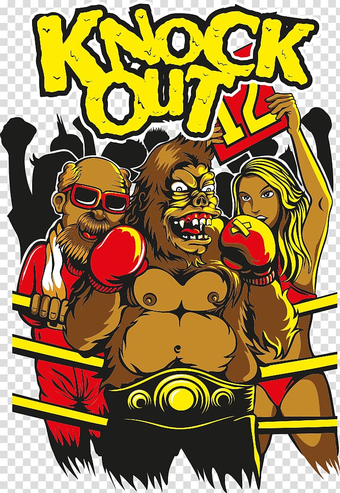 illustration of gorilla wearing boxing gloves, T-shirt Boxing Cartoon, orangutan boxer transparent background PNG clipart